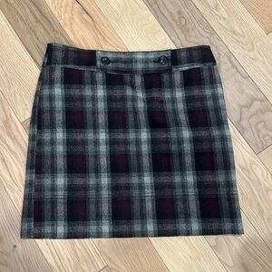 Loft skirt; grey, black, and purple plaid, size 2
